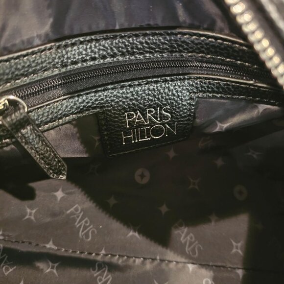 Paris Hilton Varsity Vegan Leather Bowler Satchel Hand Bag with Removable Strap - Picture 3 of 10